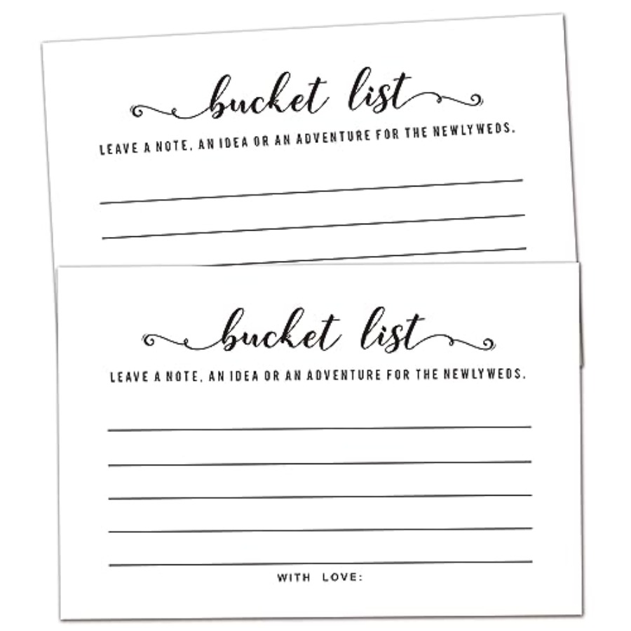 Party Games Bridal Shower - 50 Wedding Bucket List Cards for