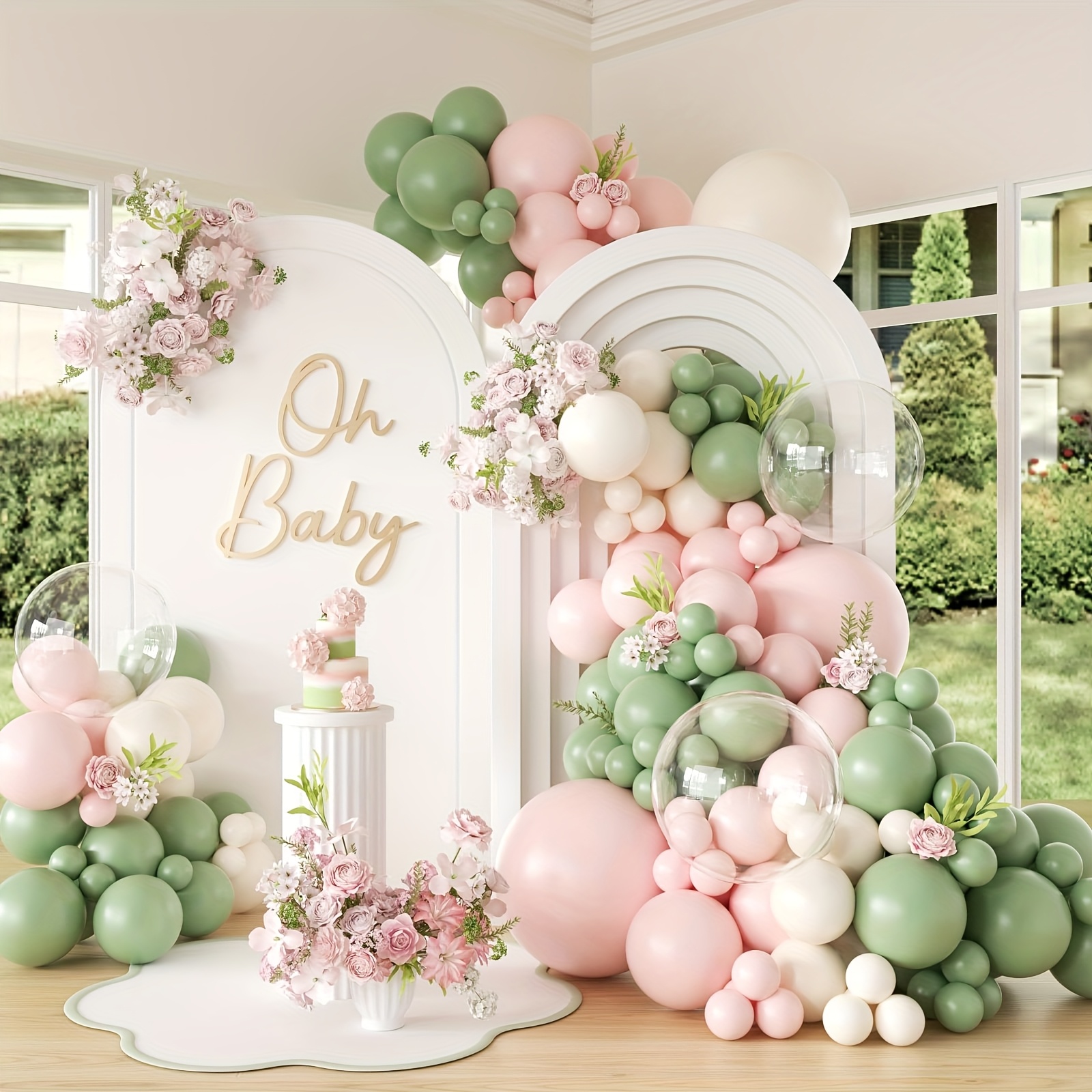 Party Games Bridal Shower - 131pcs Sage Green And Pink Pastel