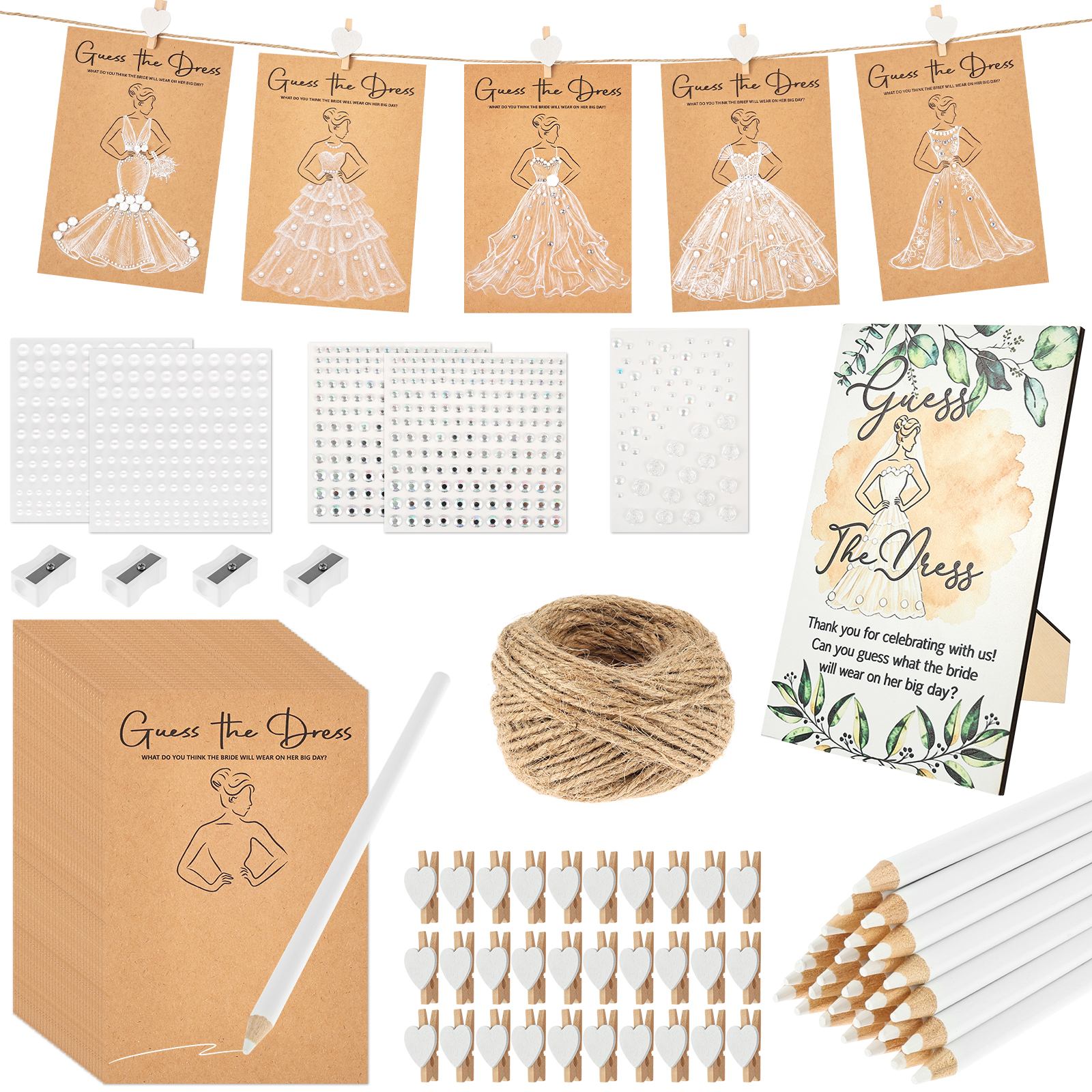 Party Games Bridal Shower - 30Set Wedding Dress Game Card Bridal