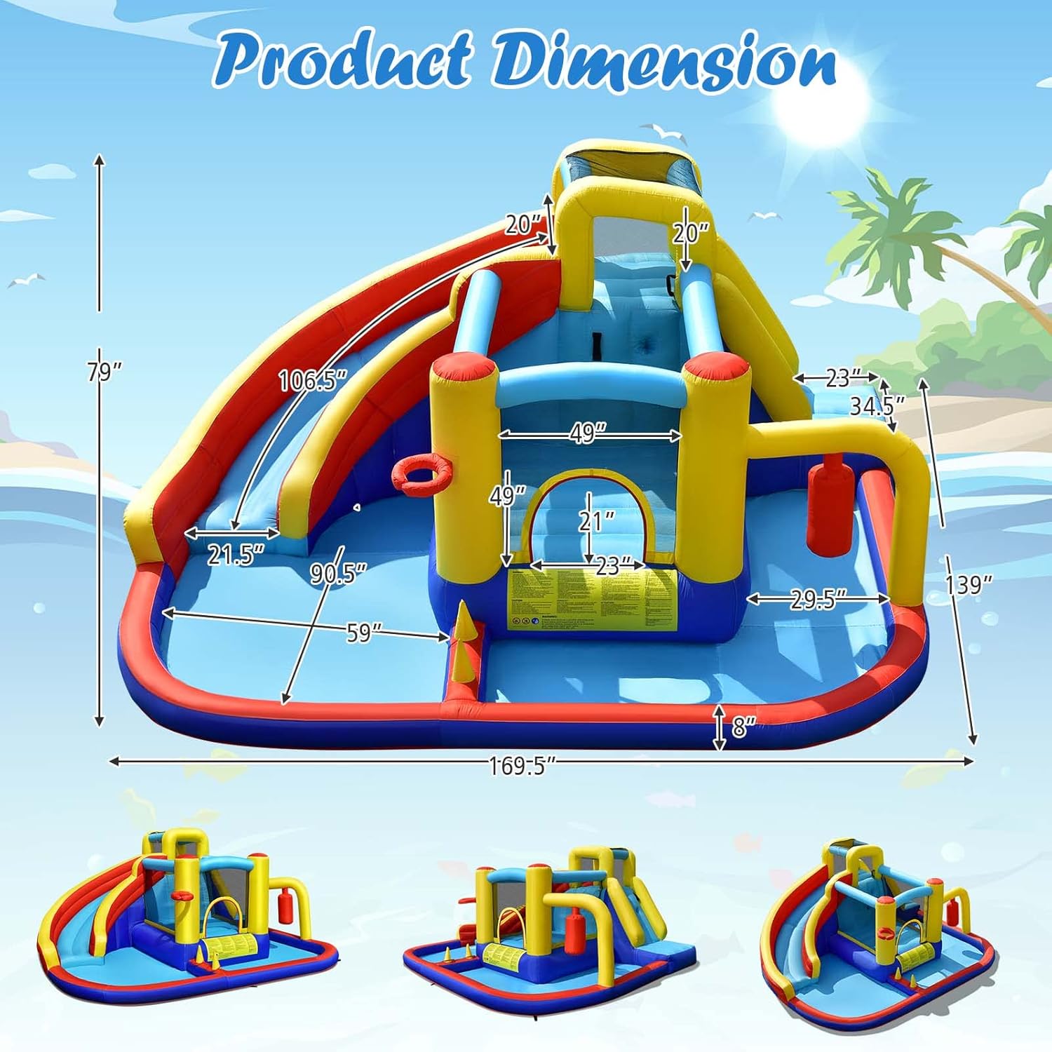 6-in-1 Inflatable Water Park B - Party Games Kids Outdoor 리뷰 및 가격