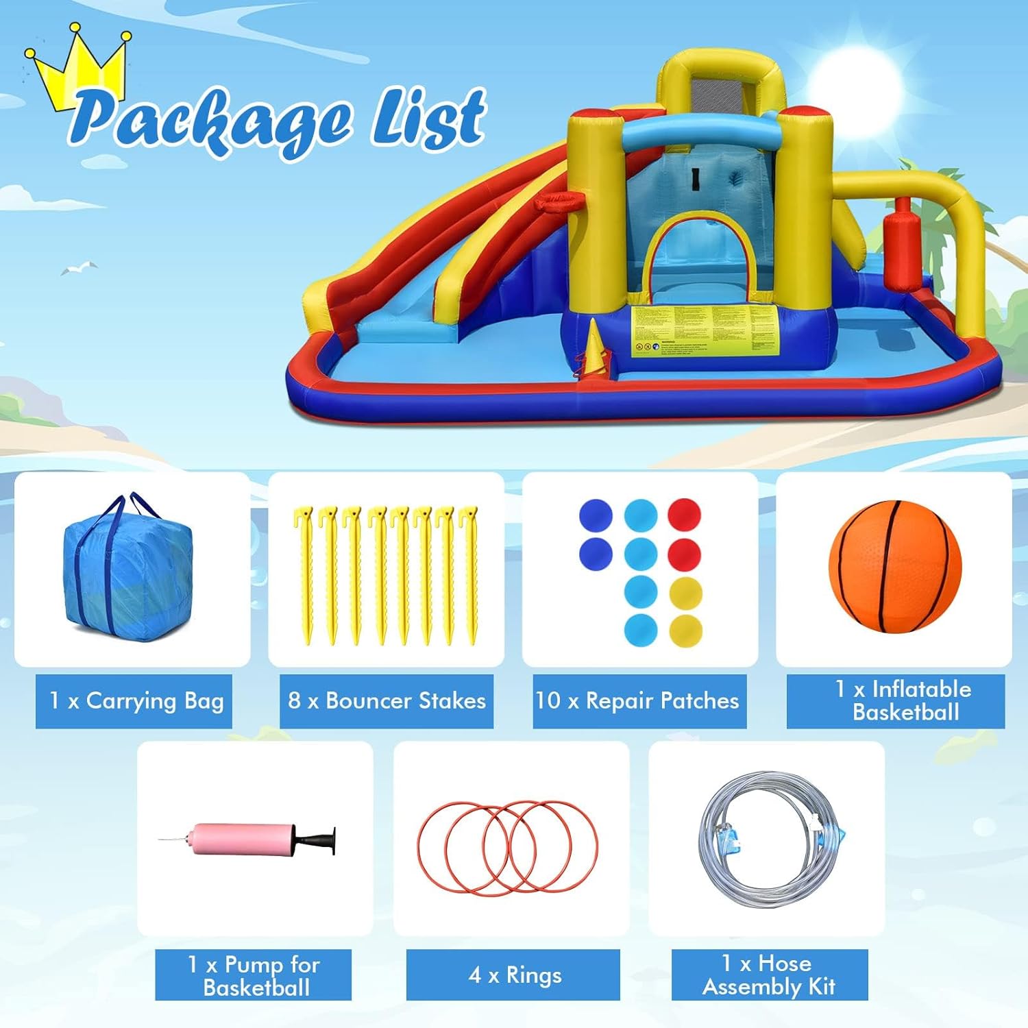 6-in-1 Inflatable Water Park B - Party Games Kids Outdoor 리뷰 및 가격