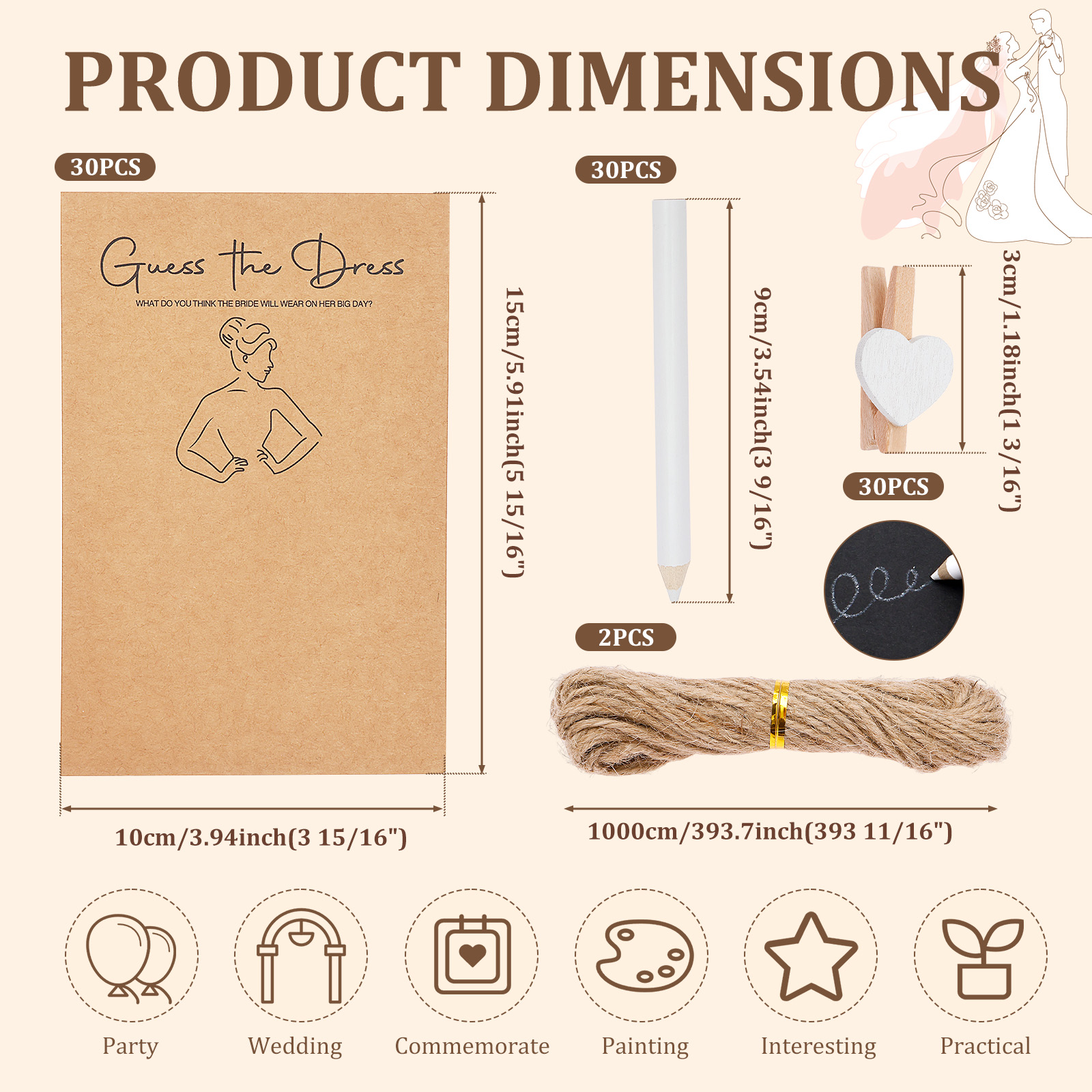 30/60PC Wedding Dress Game Car - Party Games Bridal Shower 리뷰 및 가격
