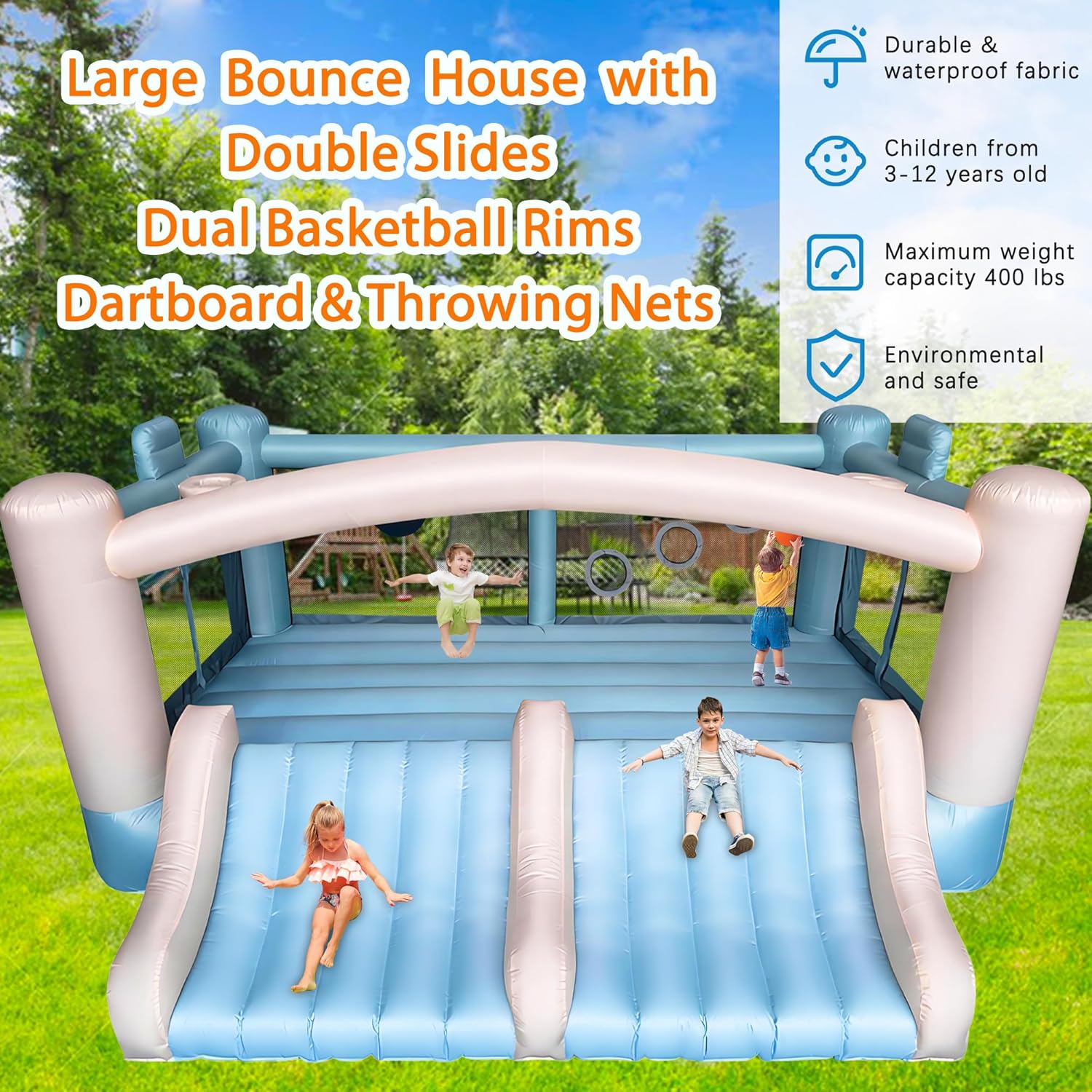 Large 8-in-1 Inflatable Bounce - Party Games Kids Outdoor 리뷰 및 가격
