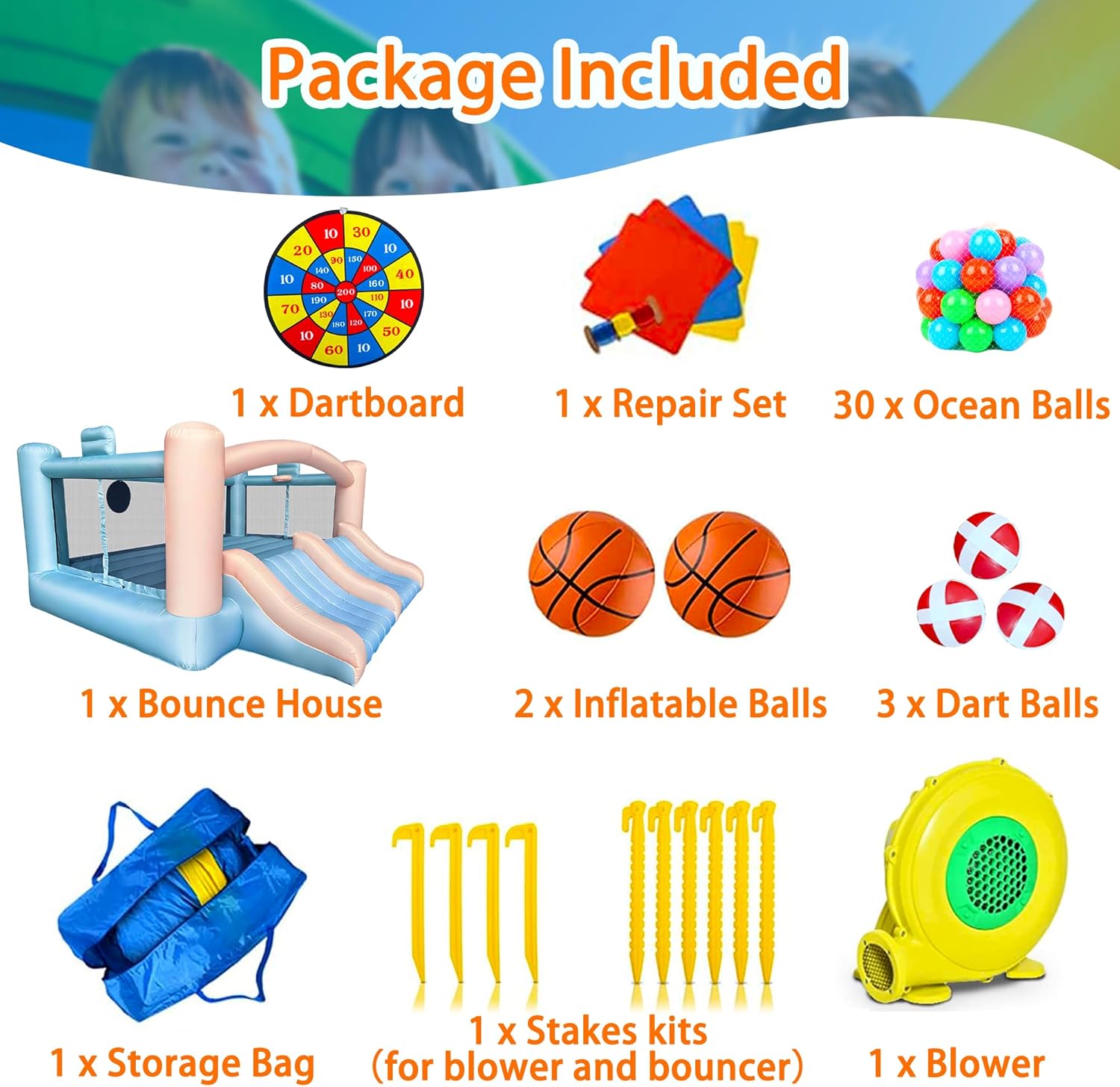 Large 8-in-1 Inflatable Bounce - Party Games Kids Outdoor 리뷰 및 가격